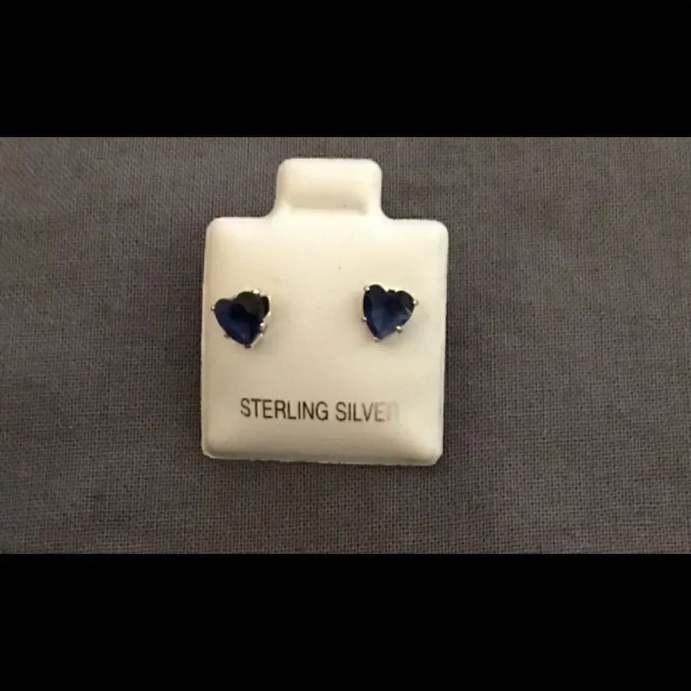 New~1 Ct. Heart Cut Lab Blue Sapphire Stud Ear…